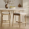 image:imageNathan James Veya Modern Solid Wood Bar Stool with Back and Wraparound Armrests Barrel Bar Stool with Boucle Upholstery Light Brown Set of 3Jules Light Brown