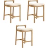image:imageNathan James Veya Modern Solid Wood Bar Stool with Back and Wraparound Armrests Barrel Bar Stool with Boucle Upholstery Light Brown Set of 3Jules Light Brown