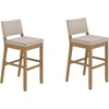 image:imageNathan James Veya Modern Solid Wood Bar Stool with Back and Wraparound Armrests Barrel Bar Stool with Boucle Upholstery Light Brown Set of 3Light Brown