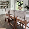 image:imageNathan James Veya Modern Solid Wood Bar Stool with Back and Wraparound Armrests Barrel Bar Stool with Boucle Upholstery Light Brown Set of 3Light Brown