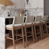 image:imageNathan James Veya Modern Solid Wood Bar Stool with Back and Wraparound Armrests Barrel Bar Stool with Boucle Upholstery Light Brown Set of 3Light Brown