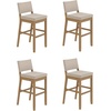 image:imageNathan James Veya Modern Solid Wood Bar Stool with Back and Wraparound Armrests Barrel Bar Stool with Boucle Upholstery Light Brown Set of 3Light Brown