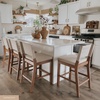 image:imageNathan James Veya Modern Solid Wood Bar Stool with Back and Wraparound Armrests Barrel Bar Stool with Boucle Upholstery Light Brown Set of 3Light Brown