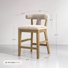 image:imageNathan James Veya Modern Solid Wood Bar Stool with Back and Wraparound Armrests Barrel Bar Stool with Boucle Upholstery Light Brown Set of 3Light BrownNatural Flax