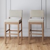 image:imageNathan James Veya Modern Solid Wood Bar Stool with Back and Wraparound Armrests Barrel Bar Stool with Boucle Upholstery Light Brown Set of 3Light Brown