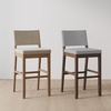 image:imageNathan James Veya Modern Solid Wood Bar Stool with Back and Wraparound Armrests Barrel Bar Stool with Boucle Upholstery Light Brown Set of 3Light Brown