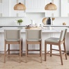 image:imageNathan James Veya Modern Solid Wood Bar Stool with Back and Wraparound Armrests Barrel Bar Stool with Boucle Upholstery Light Brown Set of 3Light Brown