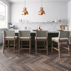 image:imageNathan James Veya Modern Solid Wood Bar Stool with Back and Wraparound Armrests Barrel Bar Stool with Boucle Upholstery Light Brown Set of 3Light Brown
