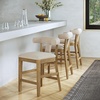 image:imageNathan James Veya Modern Solid Wood Bar Stool with Back and Wraparound Armrests Barrel Bar Stool with Boucle Upholstery Light Brown Set of 3Light BrownNatural Flax