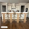 image:imageNathan James Veya Modern Solid Wood Bar Stool with Back and Wraparound Armrests Barrel Bar Stool with Boucle Upholstery Light Brown Set of 3Veya Light Brown