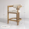 image:imageNathan James Veya Modern Solid Wood Bar Stool with Back and Wraparound Armrests Barrel Bar Stool with Boucle Upholstery Light Brown Set of 3Veya Light Brown
