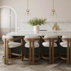 image:imageNathan James Veya Modern Solid Wood Bar Stool with Back and Wraparound Armrests Barrel Bar Stool with Boucle Upholstery Light Brown Set of 3Veya Light Brown