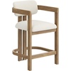 image:imageNathan James Veya Modern Solid Wood Bar Stool with Back and Wraparound Armrests Barrel Bar Stool with Boucle Upholstery Light Brown Set of 3Veya Light Brown