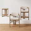 image:imageNathan James Veya Modern Solid Wood Bar Stool with Back and Wraparound Armrests Barrel Bar Stool with Boucle Upholstery Light Brown Set of 3Veya Light Brown