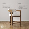image:imageNathan James Veya Modern Solid Wood Bar Stool with Back and Wraparound Armrests Barrel Bar Stool with Boucle Upholstery Light Brown Set of 3Veya Light Brown
