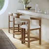 image:imageNathan James Veya Modern Solid Wood Bar Stool with Back and Wraparound Armrests Barrel Bar Stool with Boucle Upholstery Light Brown Set of 3Veya Light Brown