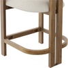 image:imageNathan James Veya Modern Solid Wood Bar Stool with Back and Wraparound Armrests Barrel Bar Stool with Boucle Upholstery Light Brown Set of 3Veya Light Brown