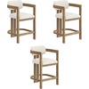 image:imageNathan James Veya Modern Solid Wood Bar Stool with Back and Wraparound Armrests Barrel Bar Stool with Boucle Upholstery Light Brown Set of 3Veya Light Brown