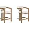 image:imageNathan James Veya Modern Solid Wood Bar Stool with Back and Wraparound Armrests Barrel Bar Stool with Boucle Upholstery Light Brown Set of 3Veya Light Brown