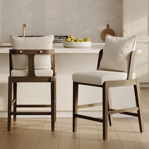 image:imageNathan James Veya Modern Solid Wood Bar Stool with Back and Wraparound Armrests Barrel Bar Stool with Boucle Upholstery Light Brown Set of 3Chuck BoucleDark Brown