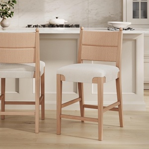 image:imageNathan James Cove 24 Counter Stool Seagrass Woven Back and Padded Seat Dark Brown Set of 4Cove Raw Oak