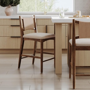 image:imageNathan James Cove 24 Counter Stool Seagrass Woven Back and Padded Seat Dark Brown Set of 4Elodia Medium Brown