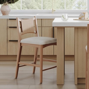 image:imageNathan James Cove 24 Counter Stool Seagrass Woven Back and Padded Seat Dark Brown Set of 4Elodia Raw Oak